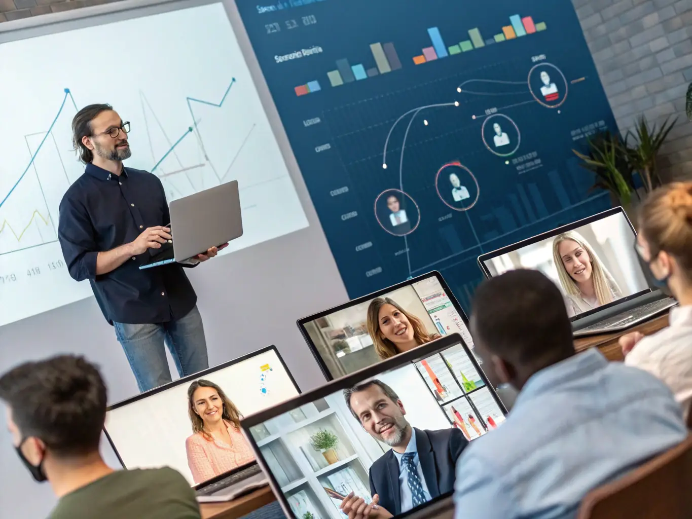 A high-quality image of a webinar recording interface, showing a speaker presenting on a topic related to nonprofit management. The screen displays key points and visuals, indicating an informative and engaging online session.