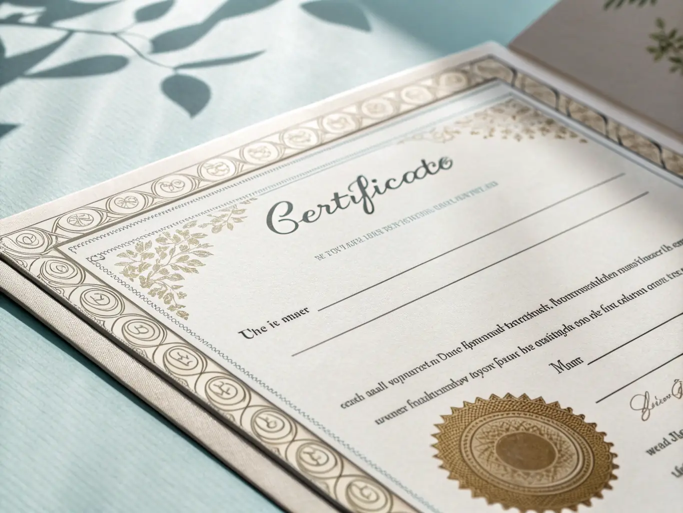 An image of a professional certificate with the ICCAA logo, symbolizing achievement and credibility. The certificate is elegantly designed and features the organization's name prominently.