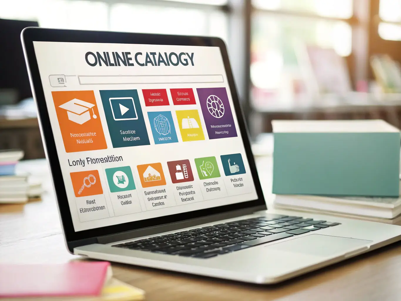 A well-organized digital library interface with various document icons representing articles, reports, and guides, symbolizing a wealth of knowledge and resources.